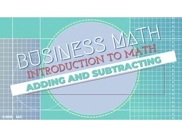 Introduction to Math: Adding and Subtracting