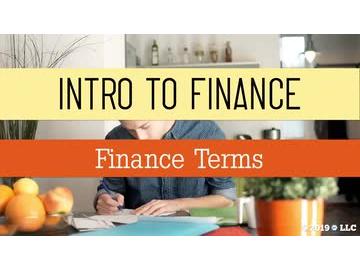 Intro to Finance: 02. Finance Terms
