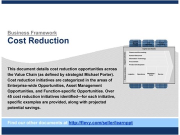 Cost Reduction Opportunities (across Value Chain)